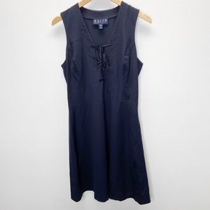 Ralph Lauren VTG Navy Lace Up Wool Dress